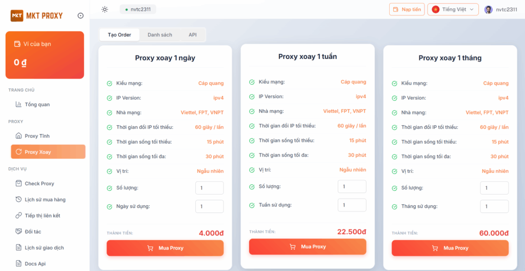 Buy services on Mktproxy.com
